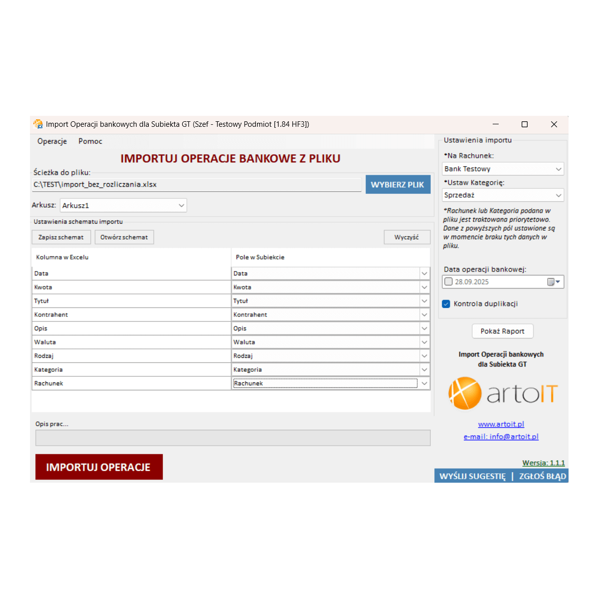 Subiekt GT - Import i Rozliczanie Wpłat