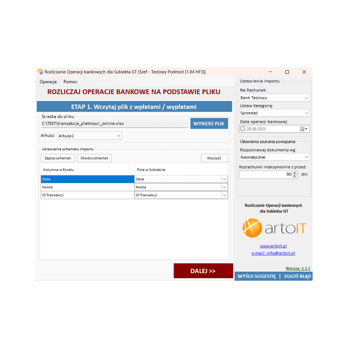 Subiekt GT - Import i Rozliczanie Wpłat