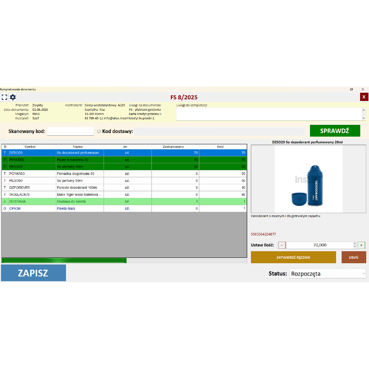Subiekt GT - Kontrola Wydań