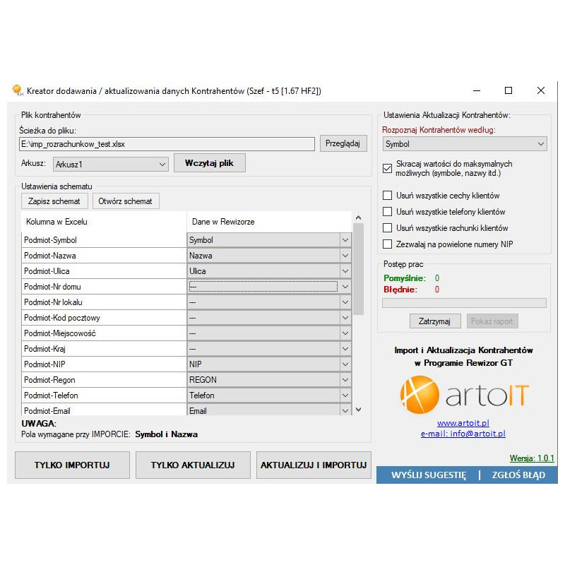 Rewizor GT - Importer Kontrahentów z Excela